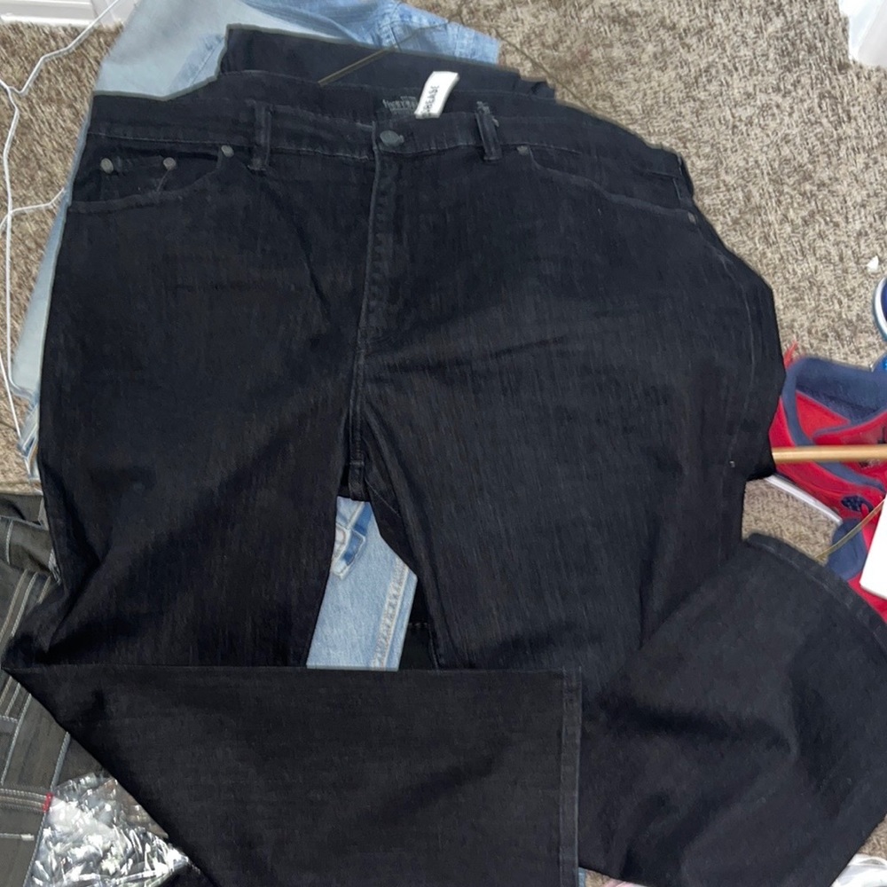 Lucky Brand Black Denim 46W 30L light starch Athletic Fit Jeans No Crease